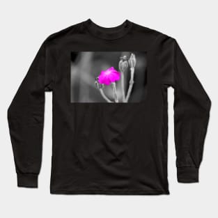 Magenta Flower Selective Color Photography Long Sleeve T-Shirt